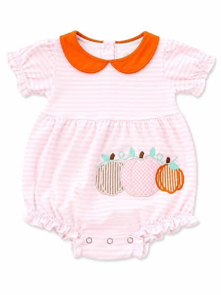 Pink and Orange Stripe pumpkin bubble