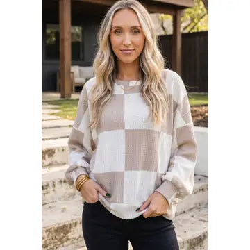 Checkered Print Breathable Textured Top