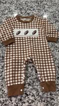 Brown Gingham Football Romper