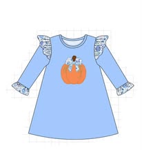 Ruffle Sleeve Blue Pumpkin Dress