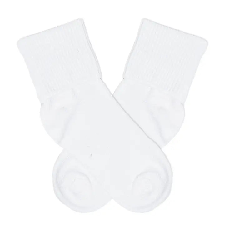 White fold over socks