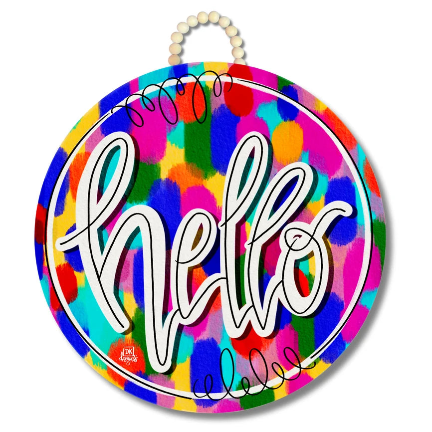Colorful Hello Door Hanger
