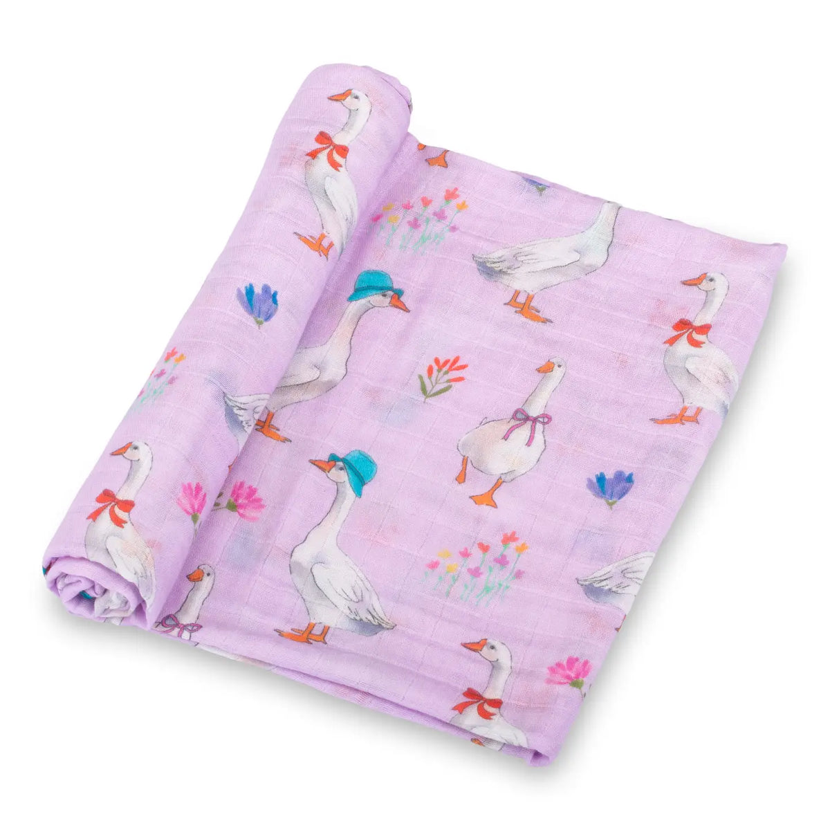 Baby Muslin Swaddle Blanket 47x47 - Cute Goose