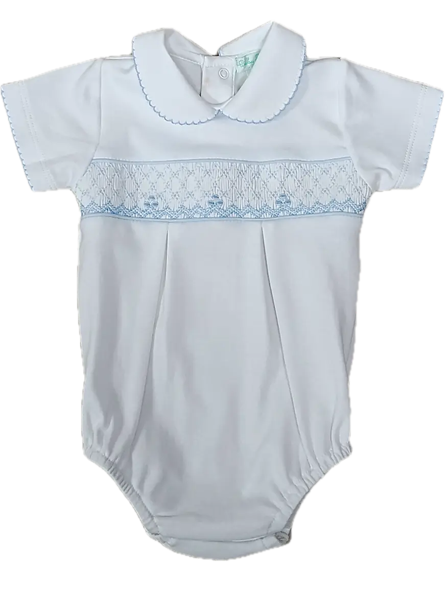 Eden Blue Collection Smocked Baby Boy Bubble