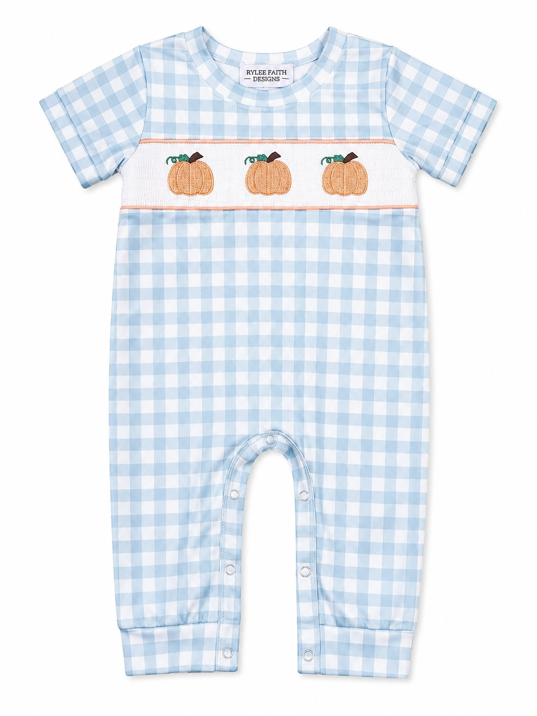 Light Blue Smocked Pumpkin Romper