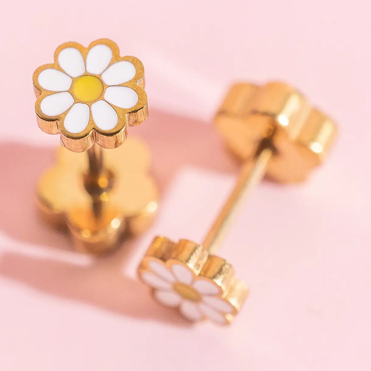 White Tiny Daisy Studs