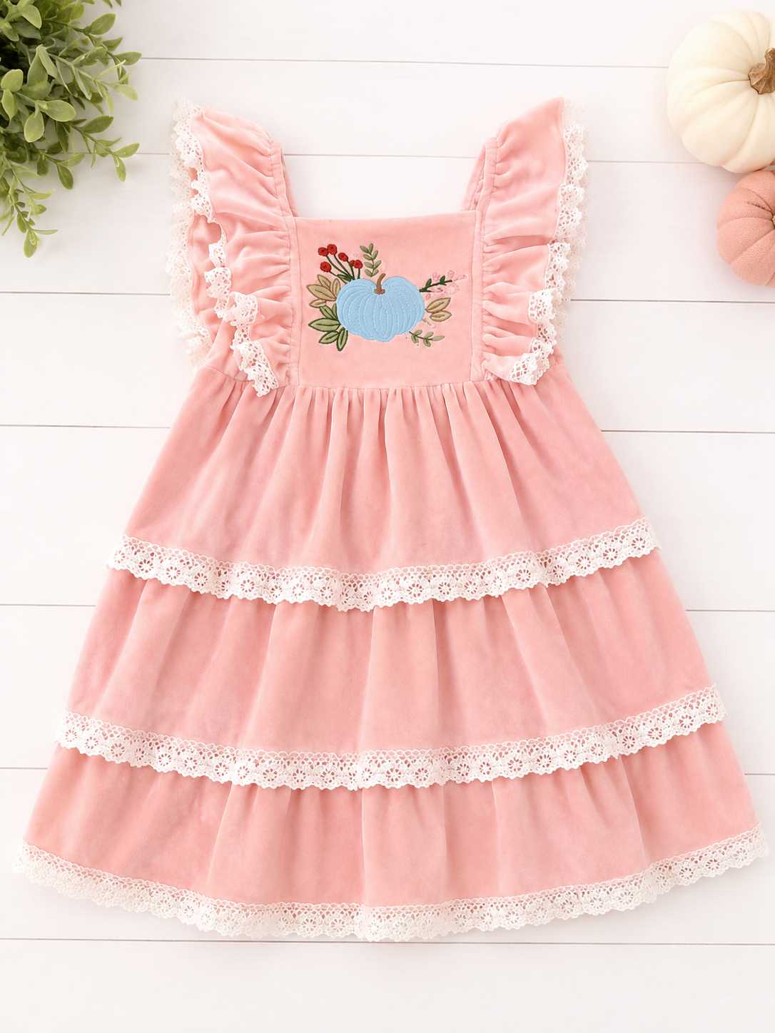 Velvet ruffle Pumpkin dress