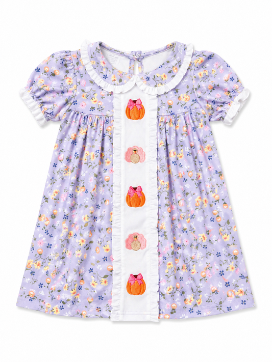 Purple floral fall dress