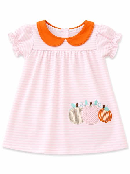 Pink and Orange Stripe Pumpkin Dress