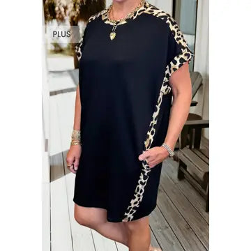 Black leopard dress
