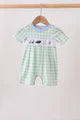 Green plaid golf romper