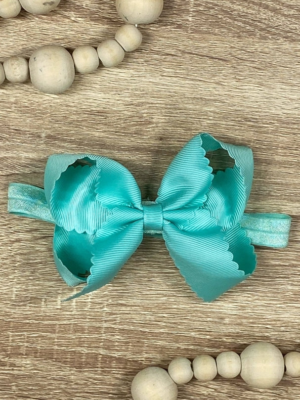 4.5" Classic Scalloped Hair Bow - Headband
