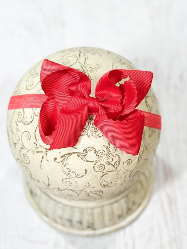4.5" Classic Scalloped Hair Bow - Headband