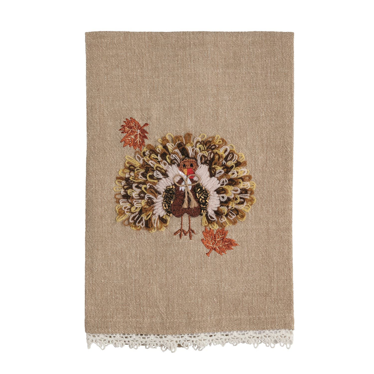 Beaded Turkey Hand Towel