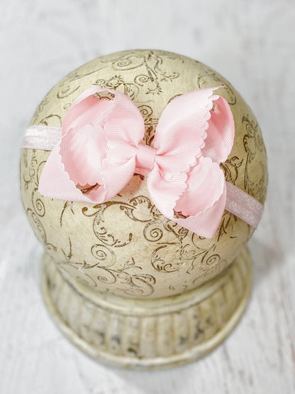 4.5" Classic Scalloped Hair Bow - Headband