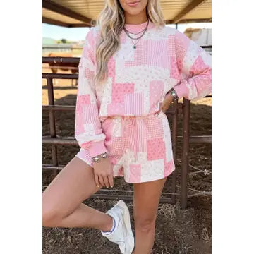Pink and White Patchwork Set