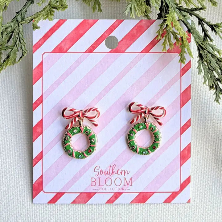 Christmas wreath ear rings