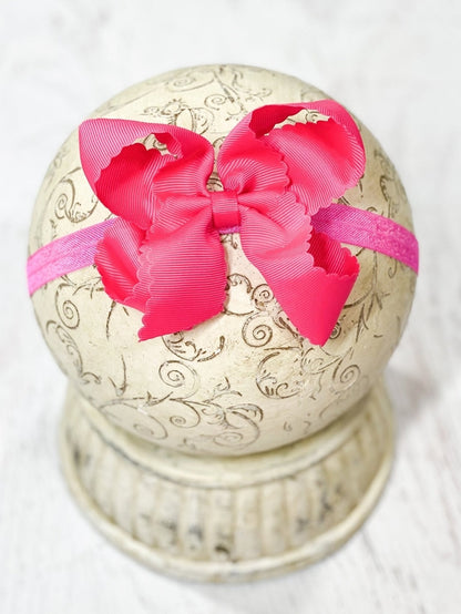 4.5" Classic Scalloped Hair Bow - Headband