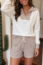 Brown and Cream stripe set