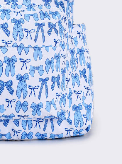 Bow Print Kids Girls Canvas Backpack