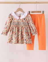 Scallop Collar floral smocked set
