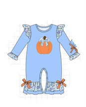 Ruffle Sleeve Blue Pumpkin Romper