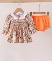 Floral Smocked bloomer set