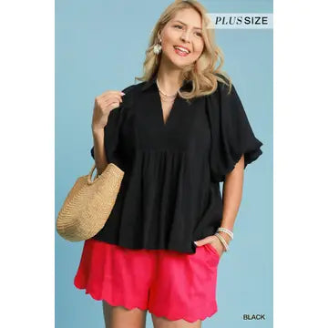 Black puff sleeve shirt