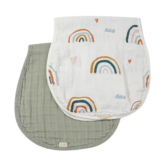 Bamboo Muslin Burp Cloth Set 2-Pack (Rainbow/Apple)