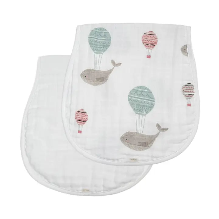 Bamboo Muslin Burp Cloth Set 2-Pack (Whale/White)