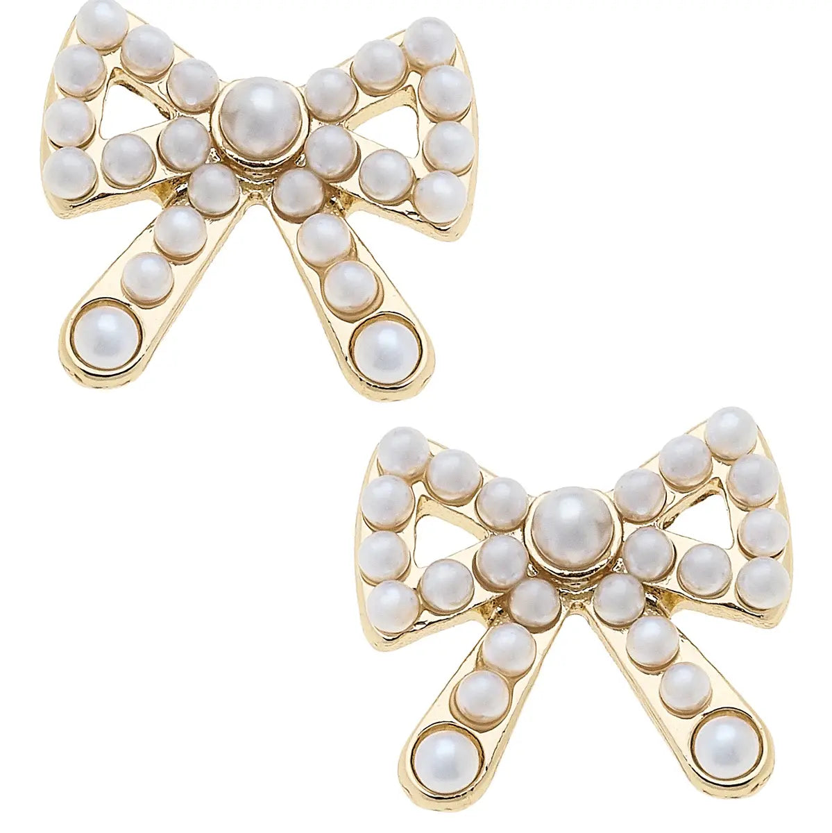Dawn Pearl Studded Bow Stud Earrings in Ivory