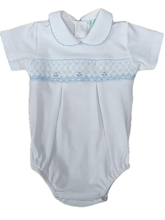 Eden Blue Collection Smocked Baby Boy Bubble