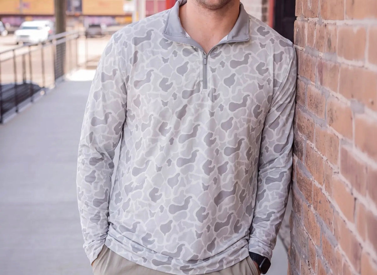 Men's 1/4 Zip Pullover White Camo