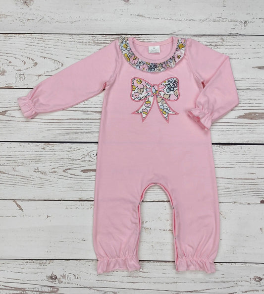 Pink bow romper