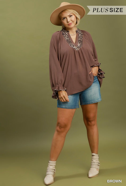Umgee brown leopard shirt