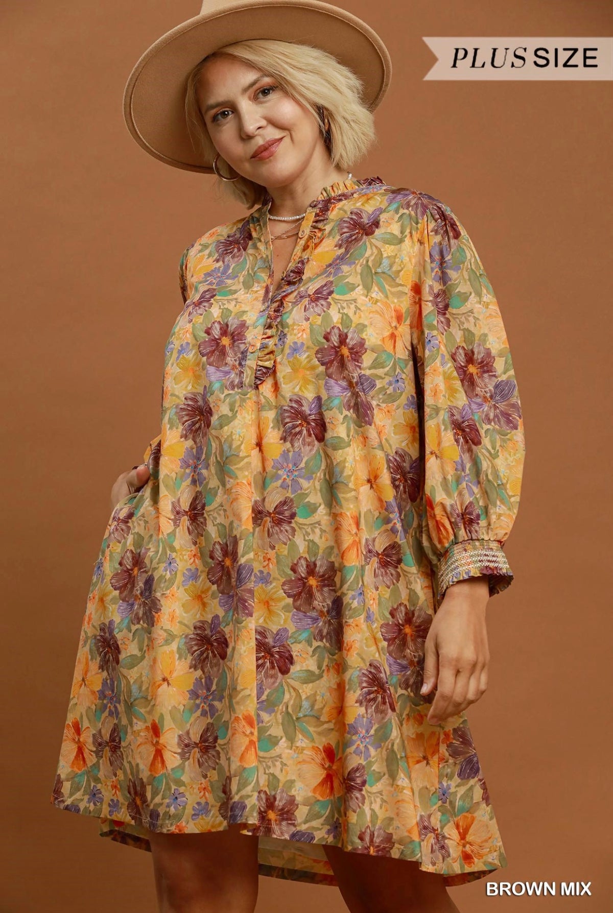 Umgee mustard floral dress