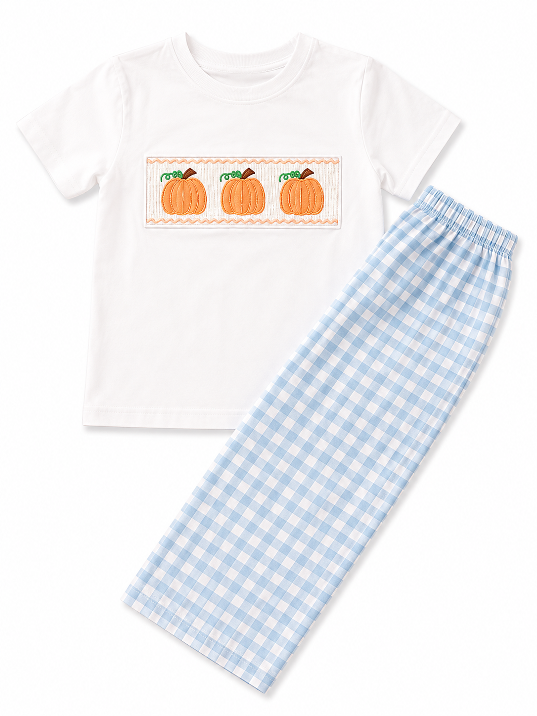 Blue plaid pumpkin set