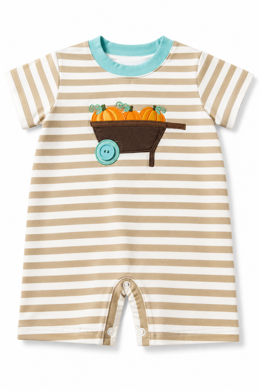 Pumpkin wheel barrel romper