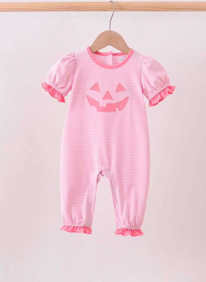 Pink Stripe Jack-o-lantern Romper