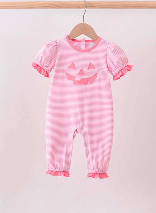 Pink Stripe Jack-o-lantern Romper