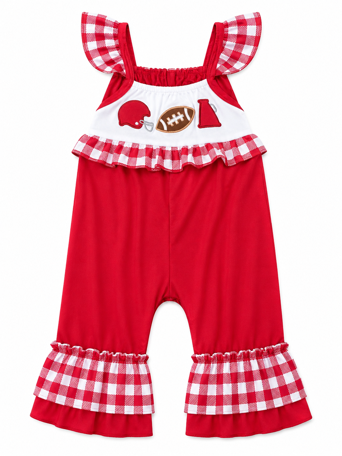 Plaid Red Football Romper