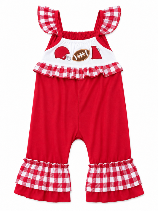 Plaid Red Football Romper