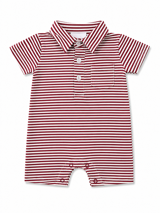 Burgundy Stripe Romper