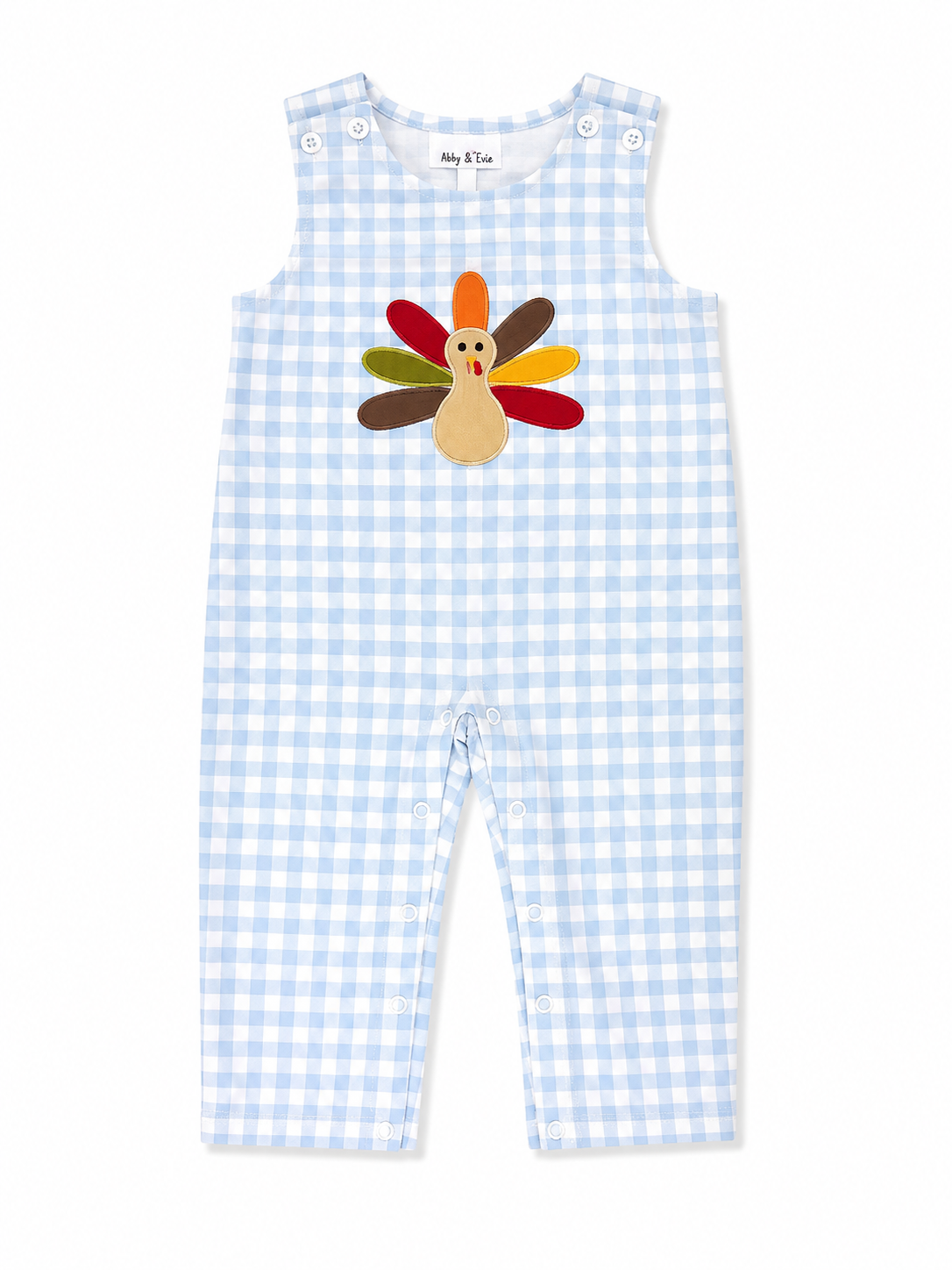 Blue Gingham Turkey Romper