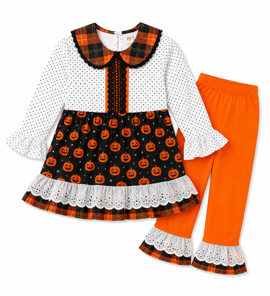 Plaid Ruffle Jack-o-Lantern Set