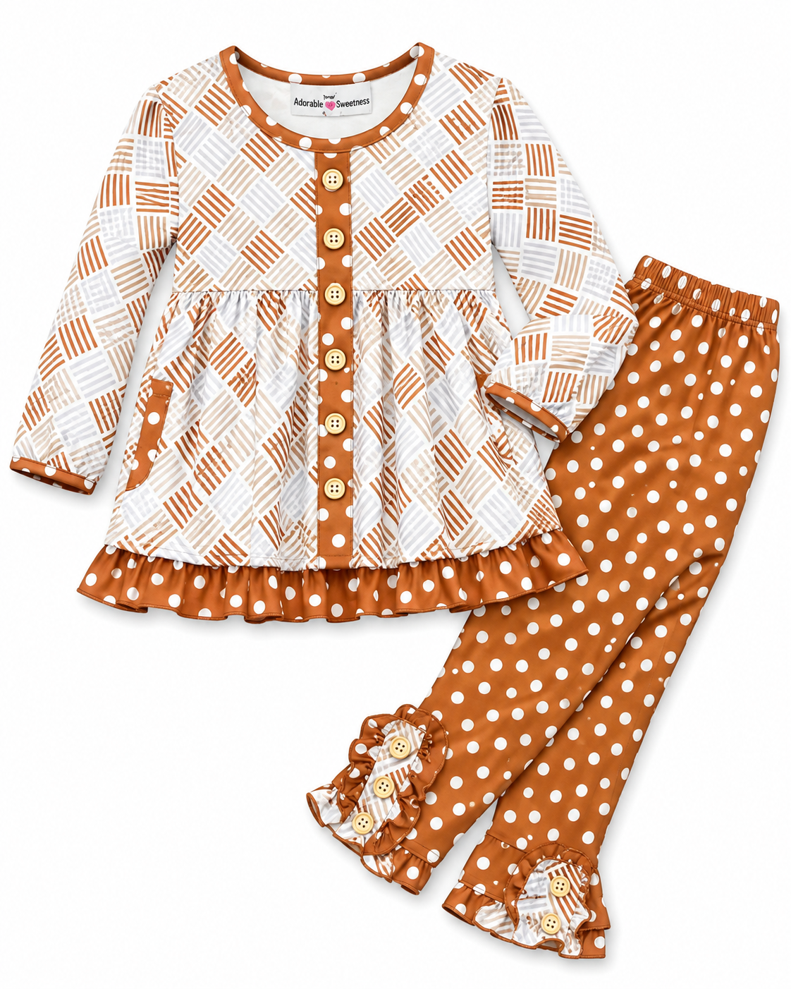 Brown Polka dot Set