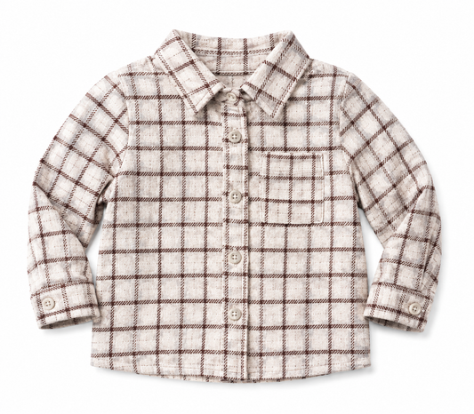 Brown Plaid Button-up