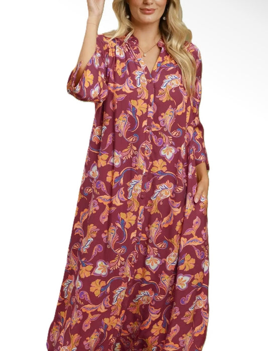 Burgundy Floral Maxi