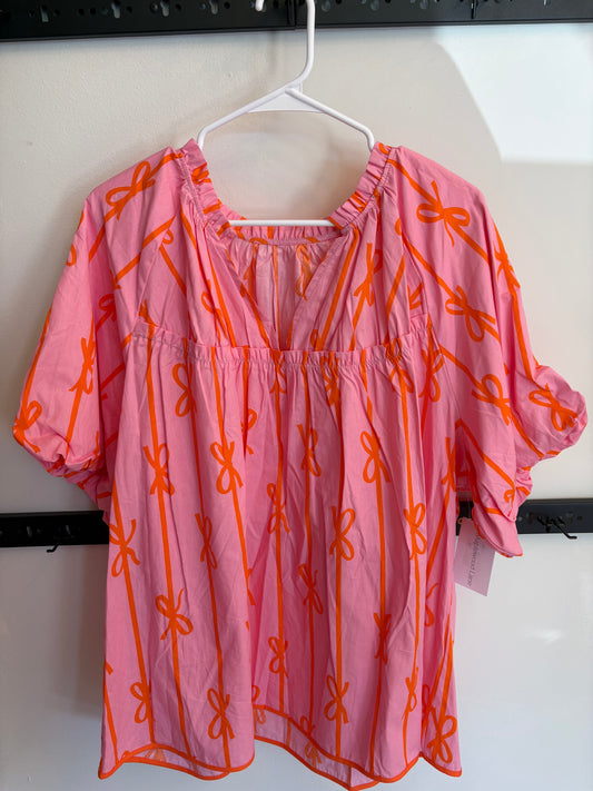 Pink and orange bow shirt