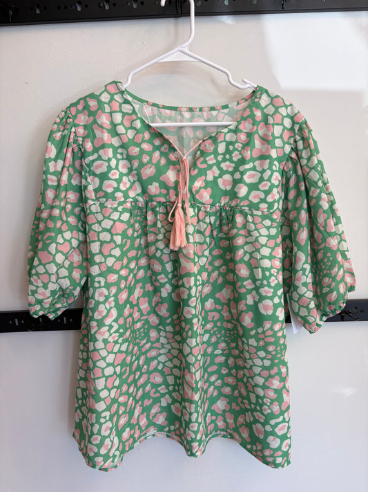 Green leopard print shirt